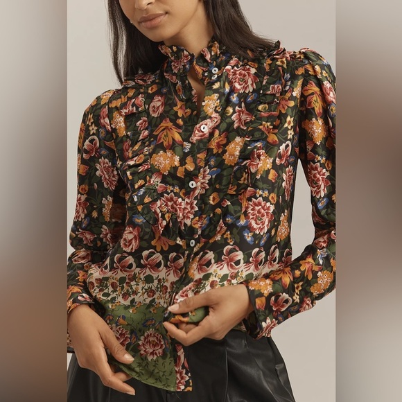Millie Tops - MILLIE Jolie Secret Garden Floral Ruffle Blouse M Tuckernuck Poetcore Academia